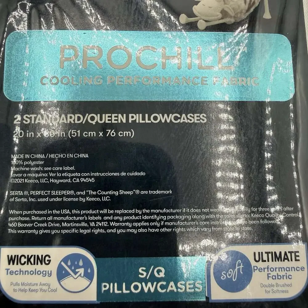 Serta Perfect Sleeper Elite ProChill Cooling Pillowcases Queen White Set of 2